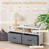 Fabric chest of drawers in white with 2 large drawers and 2 open shelves, perfect for stylish storage in any room.