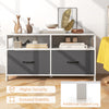 Fabric chest of drawers in white with 2 fabric drawers and 2 open shelves, ideal for living rooms or bedrooms.