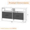 Fabric chest of drawers in white with 2 drawers and 2 open shelves, ideal for living rooms or bedrooms. Dimensions.