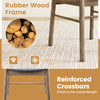 Armless dining chair set of 2 with rubber wood frame, cushioned seat, and curved backrest for lumbar support.