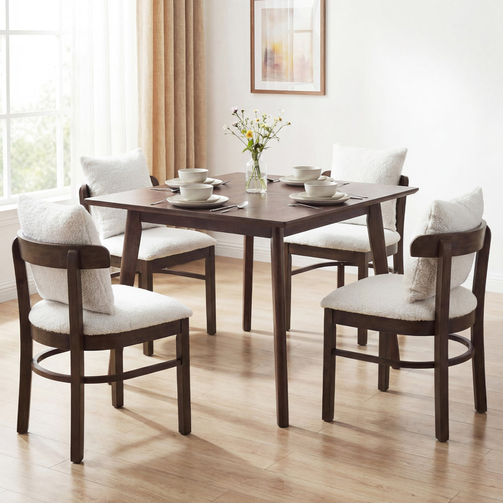Gray fabric upholstered dining chairs set of 2 with removable pillows and solid rubber wood legs for lasting comfort.