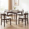 Gray fabric upholstered dining chairs set of 4 with removable pillows, featuring solid rubber wood legs and curved.
