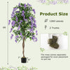 6 FT artificial wisteria tree with purple flowers, natural trunks, and moss, perfect for home or office decor.
