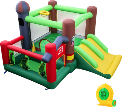 Costway 6-in-1 Kids Inflatable Bounce House Castle Slide Trampoline w/ 680W Blower 54968173 New