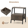 3-tier farmhouse nightstand with open shelf, sturdy metal frame, and convenient drawer for bedroom or living room use.