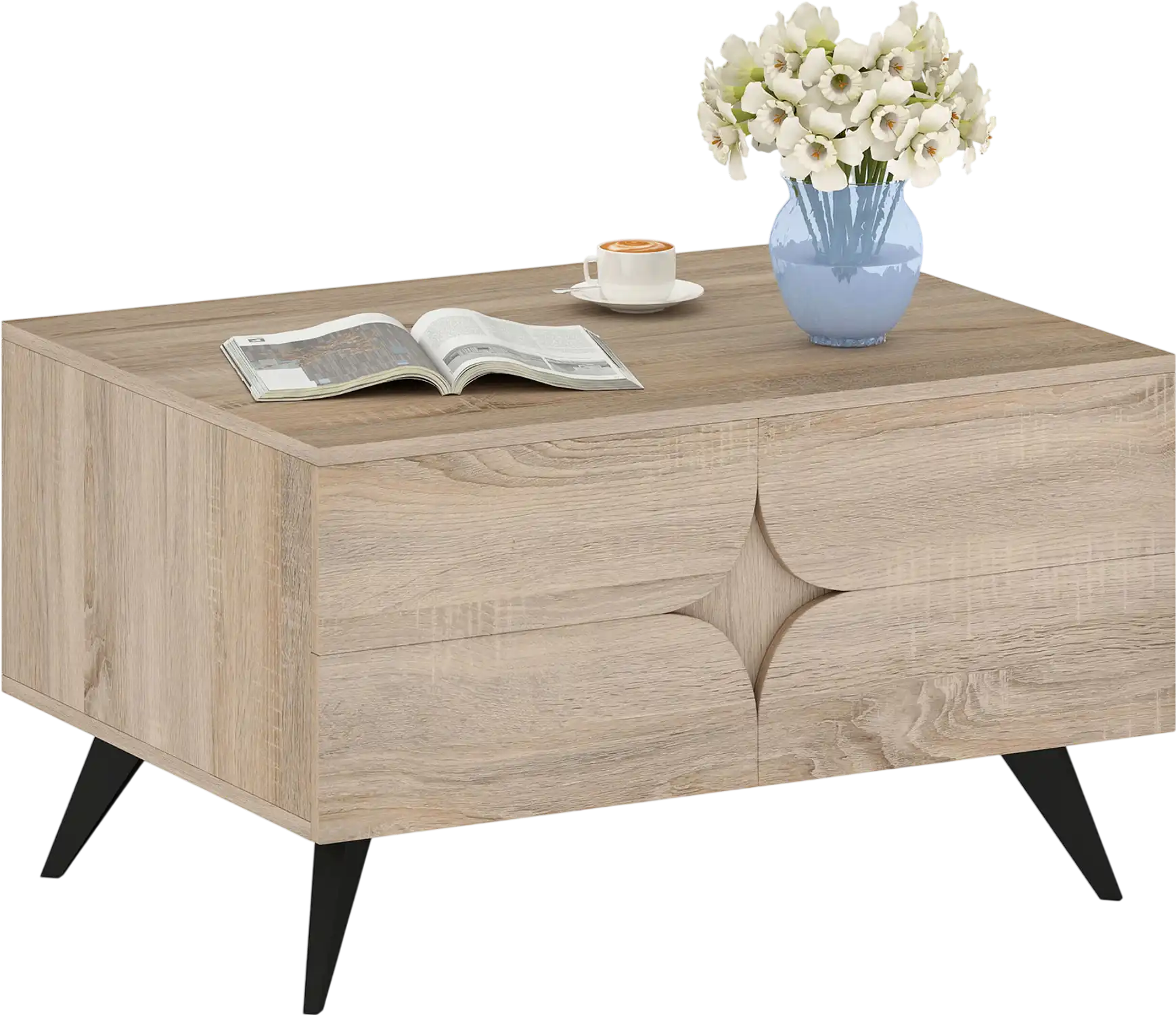 Costway Farmhouse Modern Coffee Table Storage 54803454 New