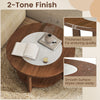 Round coffee table with 2-tone finish, thickened tabletop, and open storage shelf for living room use.