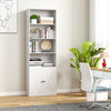 71 Inch Freestanding Bookshelf with 6 Shelves and 2-Door Cabinet-White - Gallery View 1 of 10