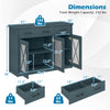 Dimensions of the turquoise Farmhouse Buffet Sideboard with 3 doors and 2 drawers for versatile kitchen storage.