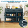 Turquoise farmhouse buffet sideboard with 3 adjustable shelves and 2 drawers, perfect for kitchen storage and display.