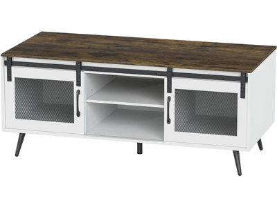Costway Farmhouse Coffee Table Sliding Barn Doors Adjustable Shelf Rectangular 38750316 New