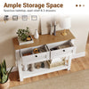 Farmhouse console table with 2 drawers, spacious tabletop, and open shelf for stylish entryway organization.