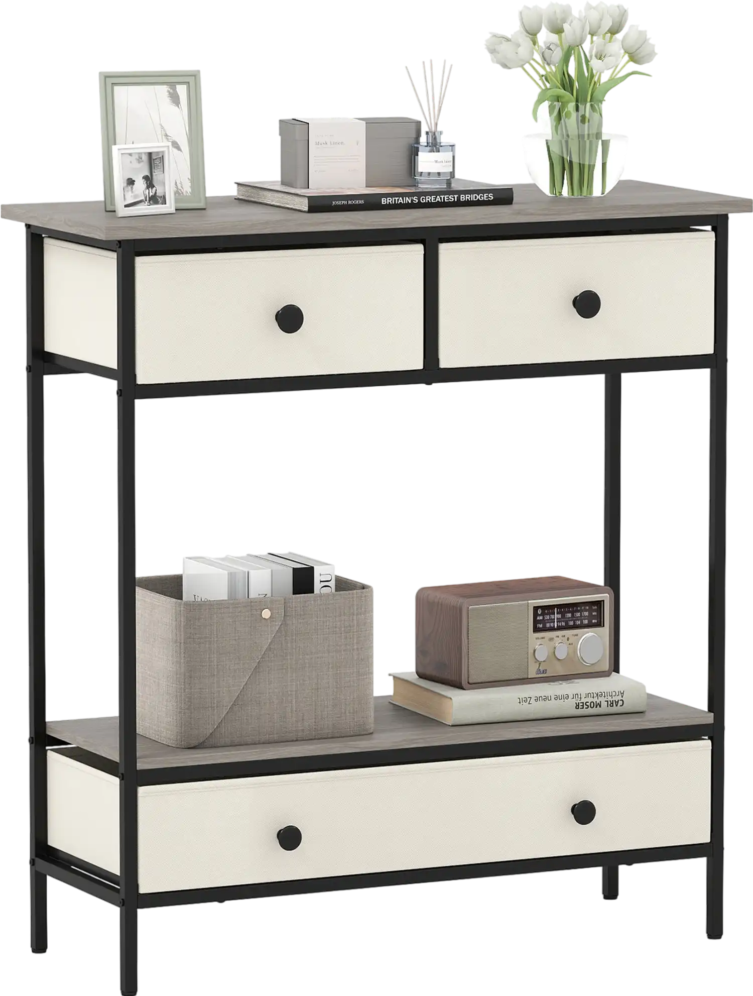 Costway Farmhouse Console Table Open Storage Shelf Hallway 11531169 New