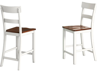 Costway Farmhouse Dining Bar Stools Set of 2 White Solid Rubber Wood 84561973 New