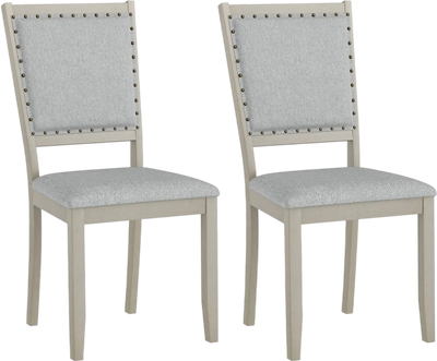 Costway Farmhouse Fabric Upholstered Dining Chair Set of 2 70900220 New