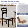 Gray upholstered dining chair with a hollowed backrest, made from rubber wood for comfort and stability in any setting.