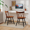 Farmhouse dining chair set of 2 with dark brown rubber wood frame, ergonomic design for comfort in any room setting.