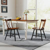 Farmhouse kitchen dining chair set of 2 in dark brown rubber wood, featuring ergonomic design and compact dimensions.