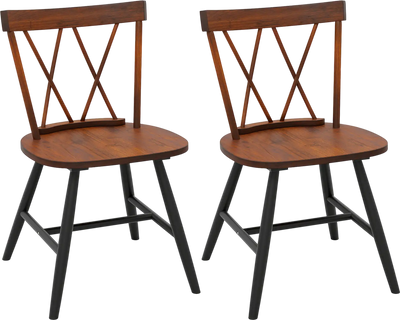 Costway Farmhouse Kitchen Dining Chairs Set of 2 Rubber Wood Frame 458197326 New