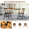 Farmhouse dining chair set of 2 with dark brown rubber wood frame, ergonomic design for comfort, ideal for dining areas.