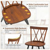Wide comfortable seat and ergonomic high backrest of dark brown rubber wood dining chair for all-day comfort.