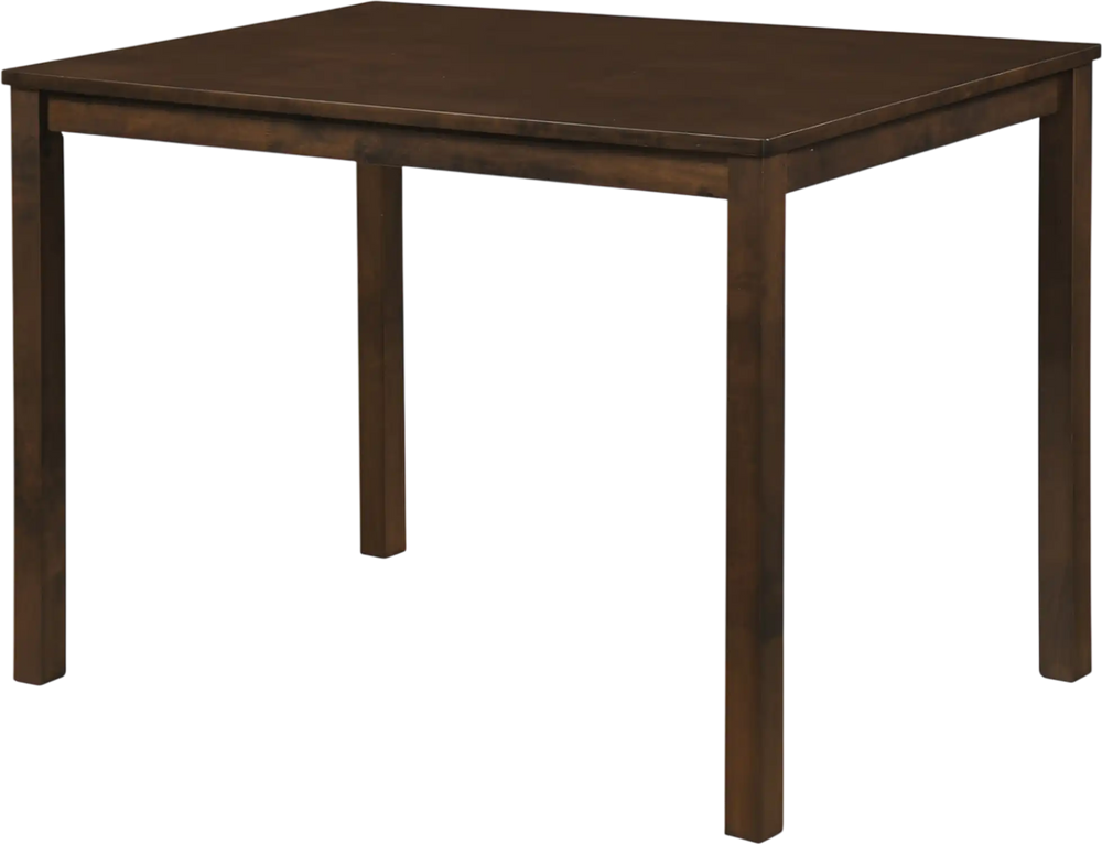 Brown farmhouse kitchen table for 4 with a solid rubber wood frame, perfect for dining or small spaces.