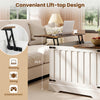 Lift-top coffee table in rustic brown with hidden storage, ideal for working or dining in a farmhouse-style living.