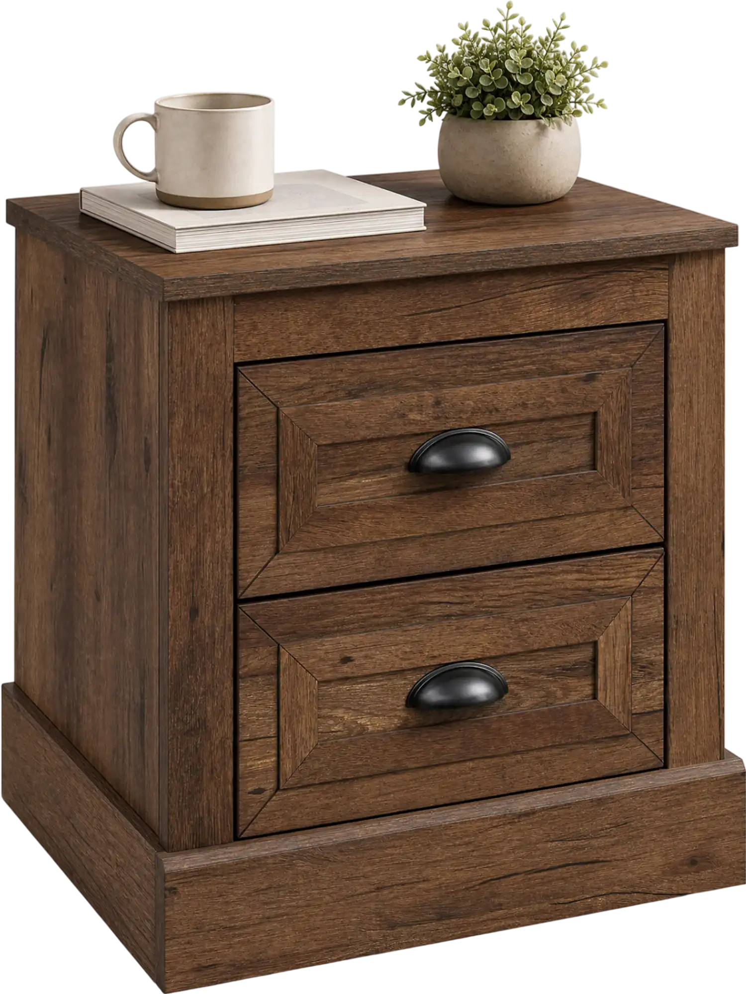 Costway Farmhouse 2-Drawer Nightstand w/ Storage 28961185 New