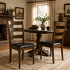 Brown PU leather upholstered dining chairs set of 2 with solid rubber wood frame, ideal for compact dining spaces.