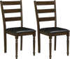 Set of 2 farmhouse dining chairs with PU leather upholstery and solid rubber wood frame, perfect for compact spaces.