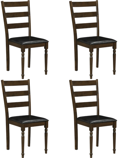 Costway Farmhouse PU Leather Upholstered Dining Chairs Set of 4 48852333 New