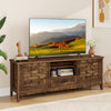 Farmhouse TV Stand for 65 Inch TVs with 2 Woven Accent Doors and 3 Adjustable Shelves-Rustic Brown - Gallery View 1 of 10
