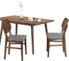 Farmhouse upholstered kitchen chairs set of 2 with gray padded seats and solid rubber wood frame for dining comfort.