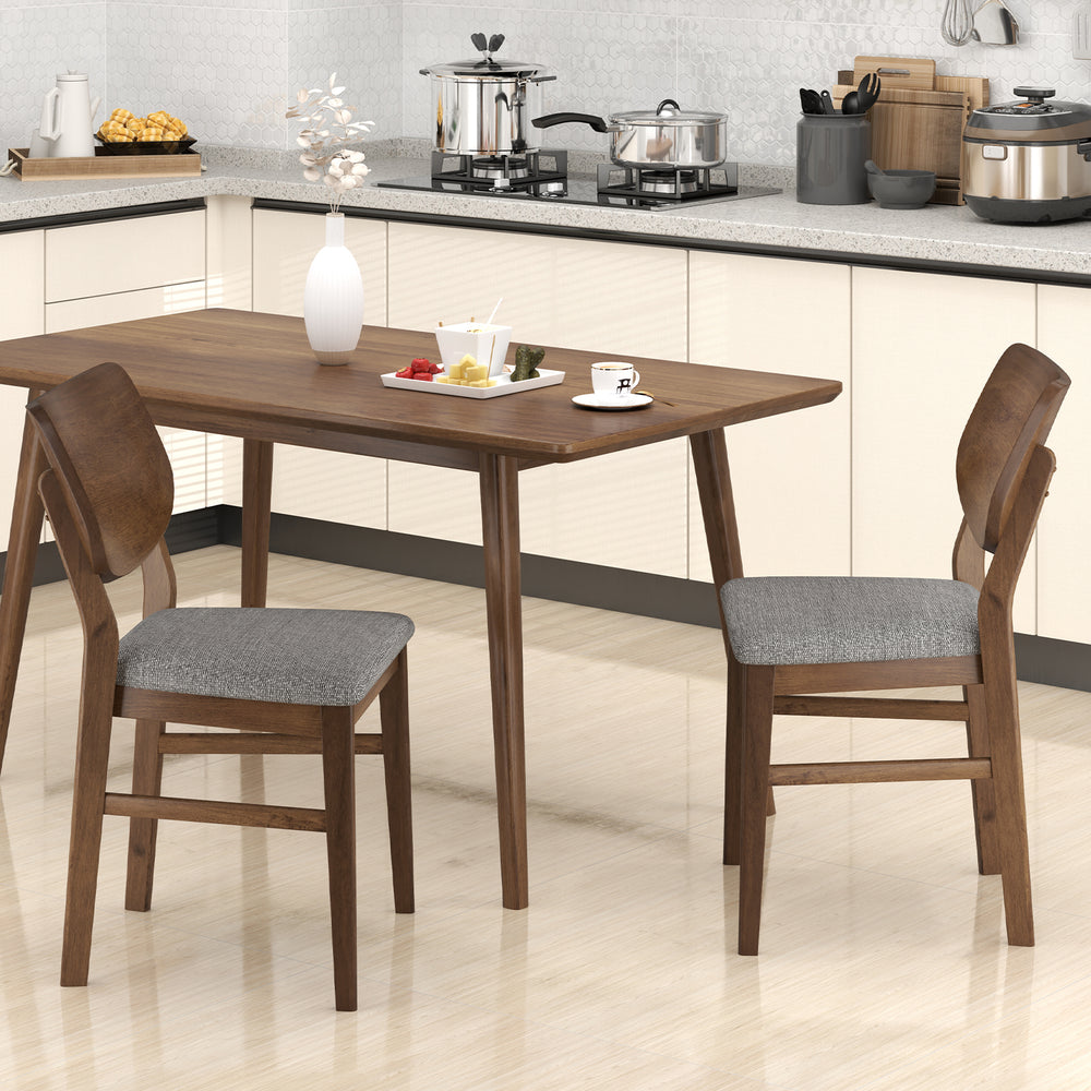 Farmhouse Upholstered Kitchen Chairs Set of 2 with Rubber Wood Frame-Gray - Gallery View 1 of 9