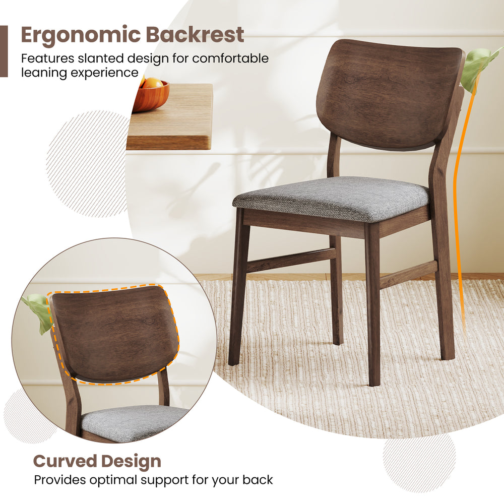 Farmhouse upholstered kitchen chair with ergonomic backrest and padded seat, ideal for dining comfort and support.