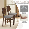 Set of 2 farmhouse upholstered kitchen chairs with gray breathable linen fabric and rubber wood frame for dining.