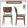 Side view of Farmhouse upholstered kitchen chair with rubber wood frame, gray padded seat, and ergonomic backrest.
