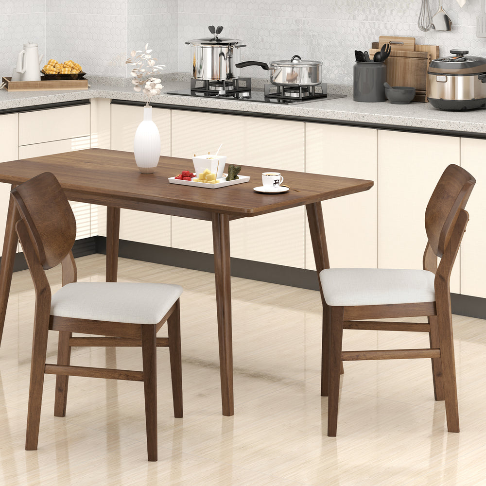 Farmhouse Upholstered Kitchen Chairs Set of 2 with Rubber Wood Frame-Walnut - Gallery View 1 of 9