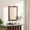 Farmhouse wall mirror with a charming brown solid wood frame, enhancing indoor spaces with clear HD reflections.