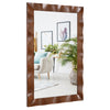 Farmhouse wall mirror with a charming brown solid wood frame, 41.5 x 28 inches, perfect for enhancing indoor spaces.