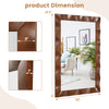 Farmhouse wall mirror with a 1" thick solid wood frame in brown, measuring 41.5 x 28 inches, ideal for enhancing indoor.