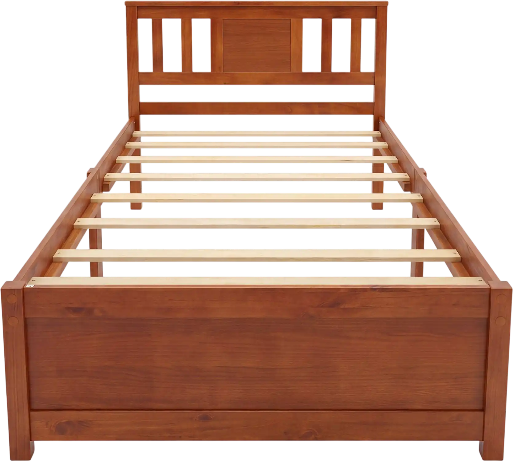 Costway Farmhouse Wooden Bed Frame Walnut 45616779 New