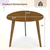 Round walnut dining table with rubber wood legs, 35.5" diameter, perfect for cozy gatherings and compact spaces.