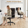 Faux leather office chair in brown features a stable 5-claw base and universal casters for easy mobility and ergonomic support.