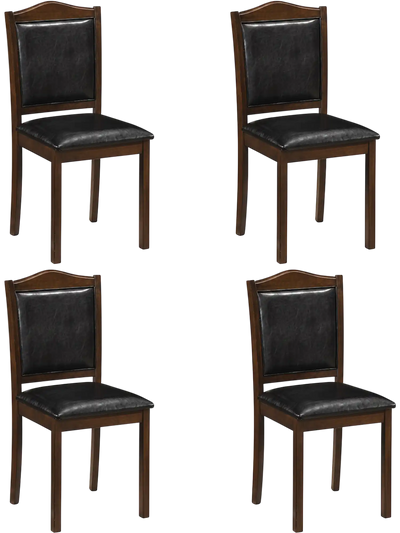 Costway Faux Leather Upholstered Wooden Farmhouse Dining Chairs Set of 4 58866274 New