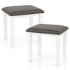 Gray faux leather vanity stool with soft cushion and anti-slip foot pads, perfect for makeup rooms and versatile use.