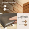 Gray faux leather cushion of a vanity stool, featuring a sturdy natural wood frame and high-density sponge for comfort.
