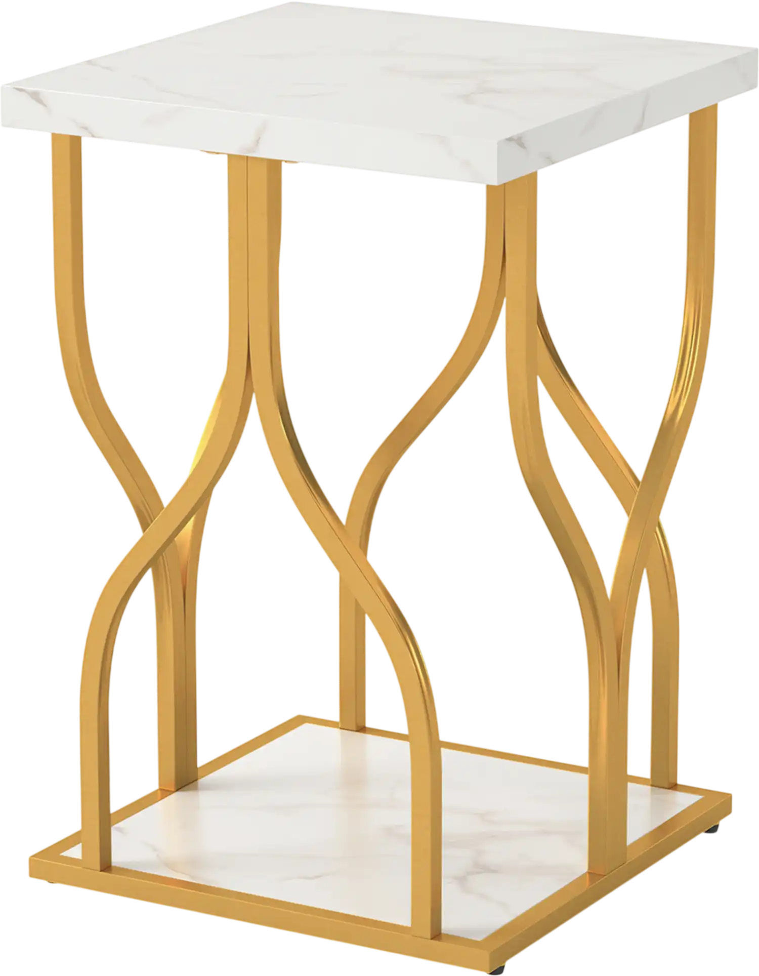 Costway Faux Marble Bedside Nightstand Petal Metal Frame 57304595 New