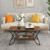 2-Tier Faux Marble Coffee Table with Marble Top and Metal Frame-Rustic Brown - Gallery View 1 of 9