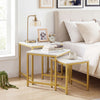 Faux marble nesting table set of 3 with a robust metal frame, ideal for enhancing elegance in any room.